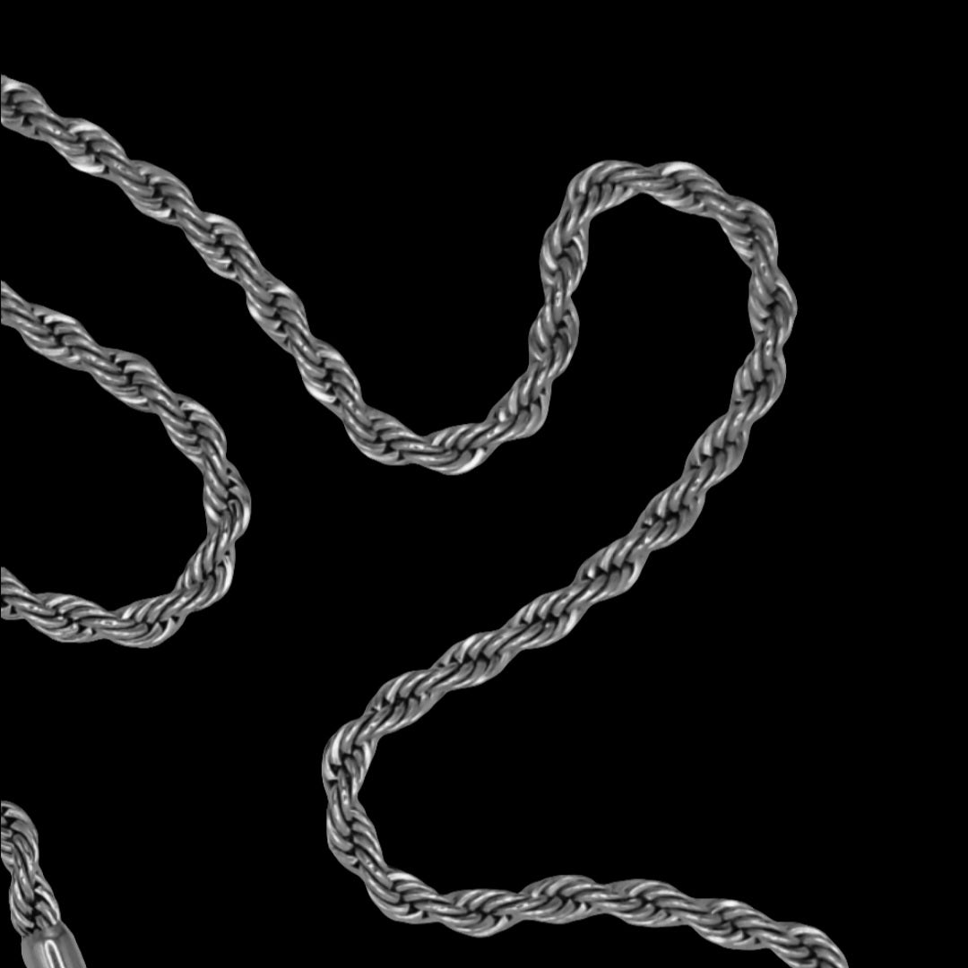 Raskll Rope Chain / 4mm Stainless Steel (Silver) 23"