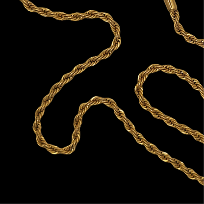 Raskll Rope Chain / 4mm Stainless Steel (Gold) 23"