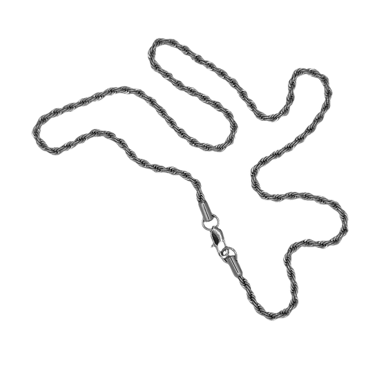 Raskll Rope Chain / 4mm Stainless Steel (Silver) 23"